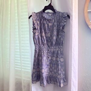 Fate Blue and Cream Patterned Dress